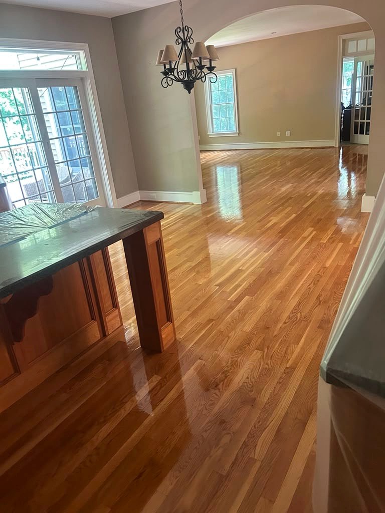 Warm hardwood finish in a residential interior